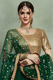 Dark Green Color Lehenga with Net Choli