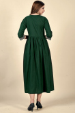 Dark Green Cotton Rayon Embroidered Kurti