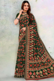 Dark Green Crepe Printed Saree
