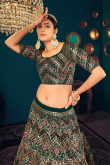 Dark Green Georgette Embroidered Designer Wedding Lehenga