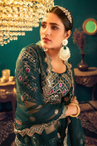 Dark Green Georgette Embroidered Designer Wedding Lehenga