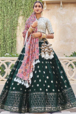 Dark Green Georgette Embroidered Lehenga