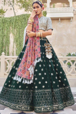 Dark Green Georgette Embroidered Lehenga