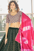Dark Green A Line Party Wear Lehenga in Georgette