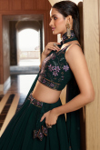 Georgette Dark Green Party Wear Lehenga with Resham embroidery