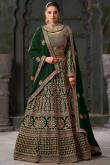 Dark Green Georgette Saree with Sequins & Stone Work for Women