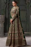 Dark Green Georgette Saree with Sequins & Stone Work for Women