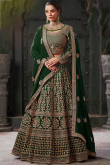 Dark Green Georgette Saree with Sequins & Stone Work for Women