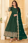 Teal Green Georgette Embroidered Wedding Anarkali Suit For Eid