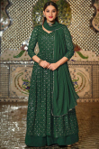 Dark Green Georgette Long Choli Lehenga