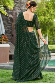 Dark Green Georgette Muqayyash Work Lehenga For Mehndi