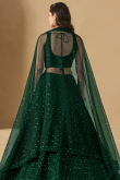 Dark Green Georgette Panelled Style Lehenga with Sequins Work