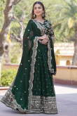 Dark Green Georgette Sequins Embroidered Flared Style Lehenga 