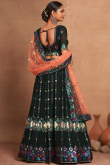 Dark Green Georgette Sequins Embroidered Flared Style Lehenga