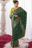 Dark Green Kora Silk Weaved Traditional Saree 