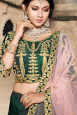 Dark Green Satin Lehenga With Choli