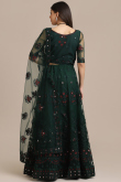 Dark Green Net A Line Embroidered Lehenga