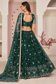 Dark Green Net A Line Lehenga
