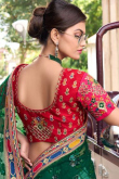 Dark Green Net Embroidered Saree