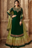 Wedding Special Dark Green Silk Churidar Suit With Resham Work