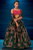 Dark Green Organza A Line Lehenga