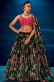 Dark Green Organza A Line Lehenga