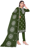Dark Green Organza Embroidered Churidar Suit For Mehndi