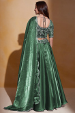 Dark Green Organza Zari Embroidered Flared Style Lehenga