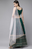 Satin Dark Green Party Wear Lehenga with Zari embroidery
