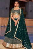 Dark Green Sequins Embroidered Georgette Party Wear Lehenga 