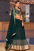 Dark Green Sequins Embroidered Georgette Party Wear Lehenga 