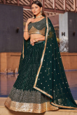 Dark Green Sequins Embroidered Georgette Party Wear Lehenga 