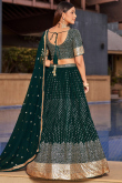 Dark Green Sequins Embroidered Georgette Party Wear Lehenga 