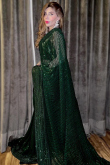Dark Green Sequins Embroidered Georgette Sangeet Saree