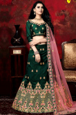 Dark Green Silk Lehenga with Silk Choli