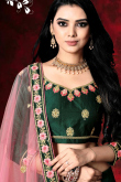 Dark Green Silk Lehenga with Silk Choli