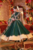 Dark Green Silk Pakistani Anarkali Suit With Zardosi Work