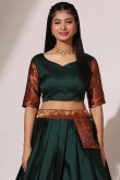 Dark Green Silk Woven Zari A Line Lehenga 