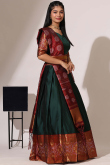 Dark Green Silk Woven Zari A Line Lehenga 
