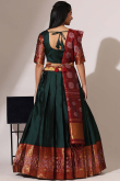 Dark Green Silk Woven Zari A Line Lehenga 