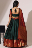 Dark Green Silk Woven Zari A Line Lehenga 