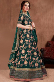 Dark Green Soft Silk Embroidered Lehenga
