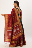 Dark Green Taffeta Silk Patola print Flared Lehnga 