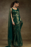 Dark Green Tissue Saree with Shimmer for Mehndi