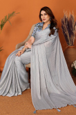 Dark Grey Chiffon Weaved Thread Light Weight Saree 