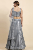 Dark Grey Georgette Sequins Embroidered A Line Lehenga 