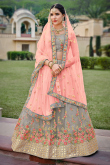 Dark Grey Net Floor Length Lehenga