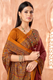 Dark Maroon Crepe Saree With Printed Work For Casual Wear