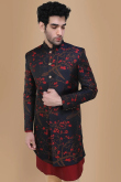 Dark Maroon Dupion Silk Men Sherwani