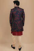 Dark Maroon Dupion Silk Men Sherwani